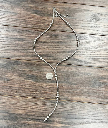 31" Silver Western Bead Tassel Y-Necklace