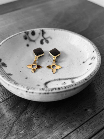 Zia Gold and Black Post Earring