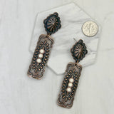 Copper Metal with 3 Stone Earrings