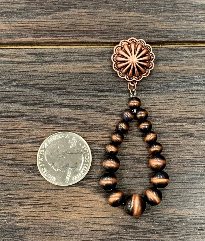 3" Copper Western Bead Post Earrings