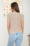Acid Washed Sleeve Back Button Knit Top