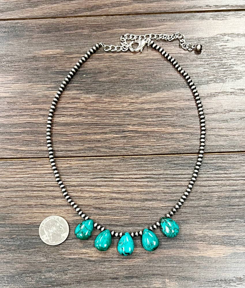 17" Western Drop Turquoise Necklace