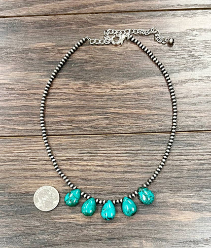 17" Western Drop Turquoise Necklace