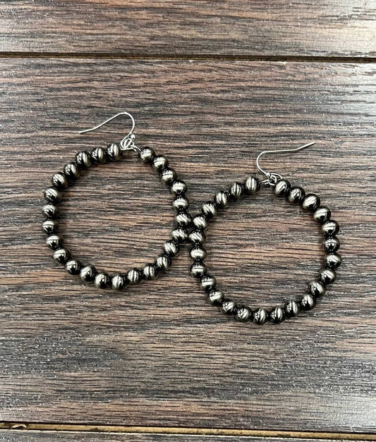 Handmade 1.75" 6mm Polish Bead Hoop Earrings