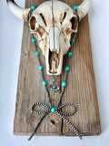 2 Layer Western Style Coquette Bow & Pendant Necklace