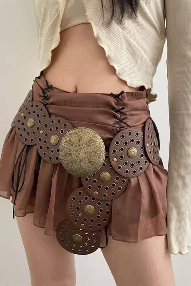 Round Panel Eyelet Western Belts