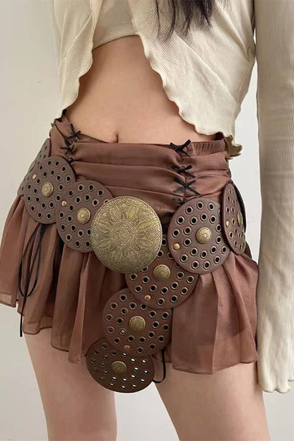 Round Panel Eyelet Western Belts