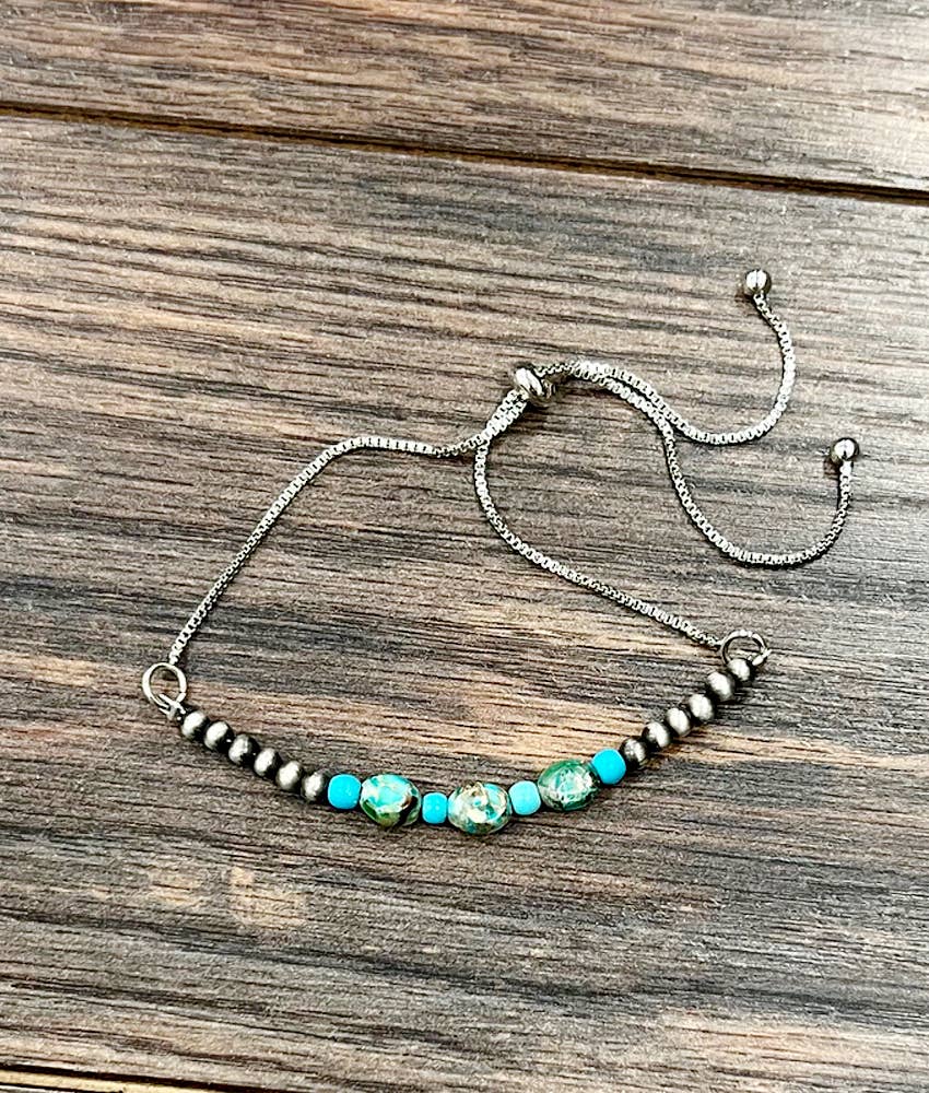 Small 7mm Oval Gemstone, Brass Adjustable Bracelet