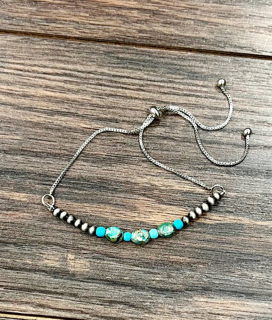 Small 7mm Oval Gemstone, Brass Adjustable Bracelet