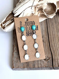 Turquoise Stone & Mother of Pearl 4 Tier Post Drop Earrings