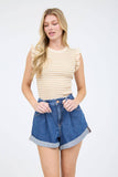 Stripe Ruffle Trim Knit Tank