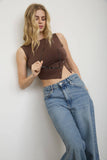 Asymmetrical Snap Button Sleeveless Top