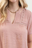 Short Sleeve Lace Trim Blouse