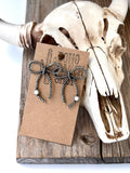 Western Style Coquette Bow with Stone Stud Earrings