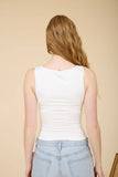 Boat Neck Sleeveless Ruched Knit Top