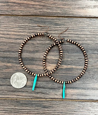 Copper Bead Hoop Earrings