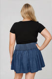Plus Snap Button Henley Ribbed Knit Top