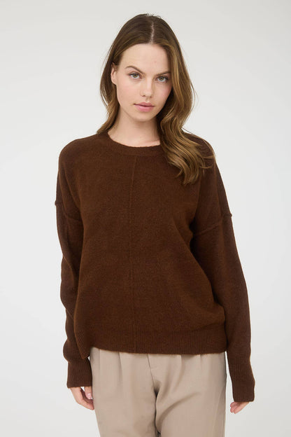 Plus Solid Crewneck Front Seam Sweater