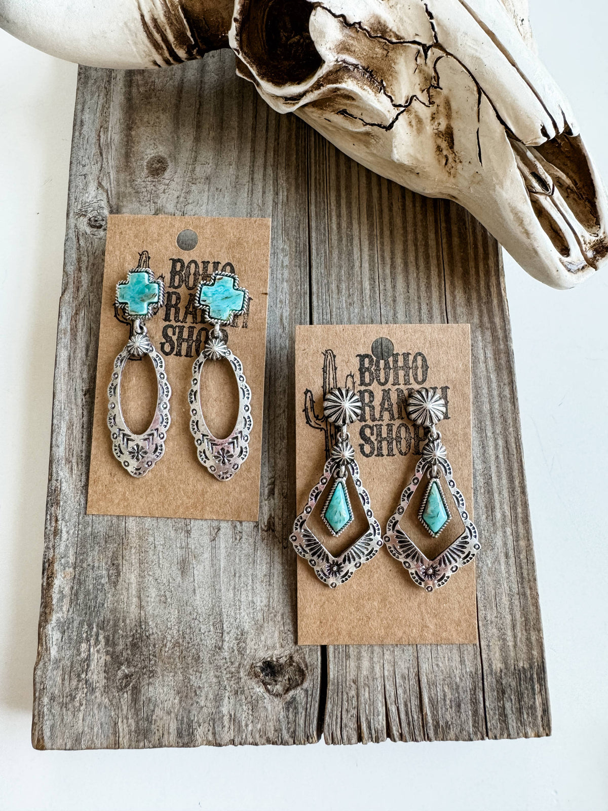 Western Aztec Stone Stud Earrings