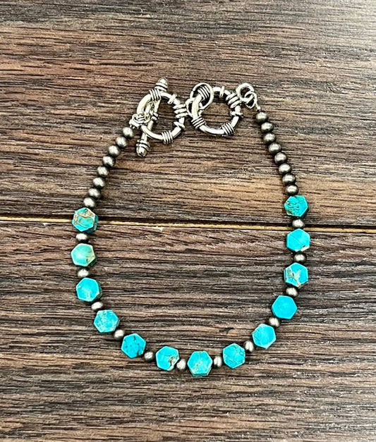 Western Hexa Gemstone Adjustable Bracelet