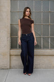 Asymmetric Boat Neck Fitted Knit Top