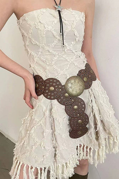 Round Panel Eyelet Western Belts