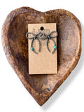 Western Style Coquette Bow with Stone Stud Earrings