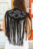 Black Boot-stitched Embroidered Cape W Fringe
