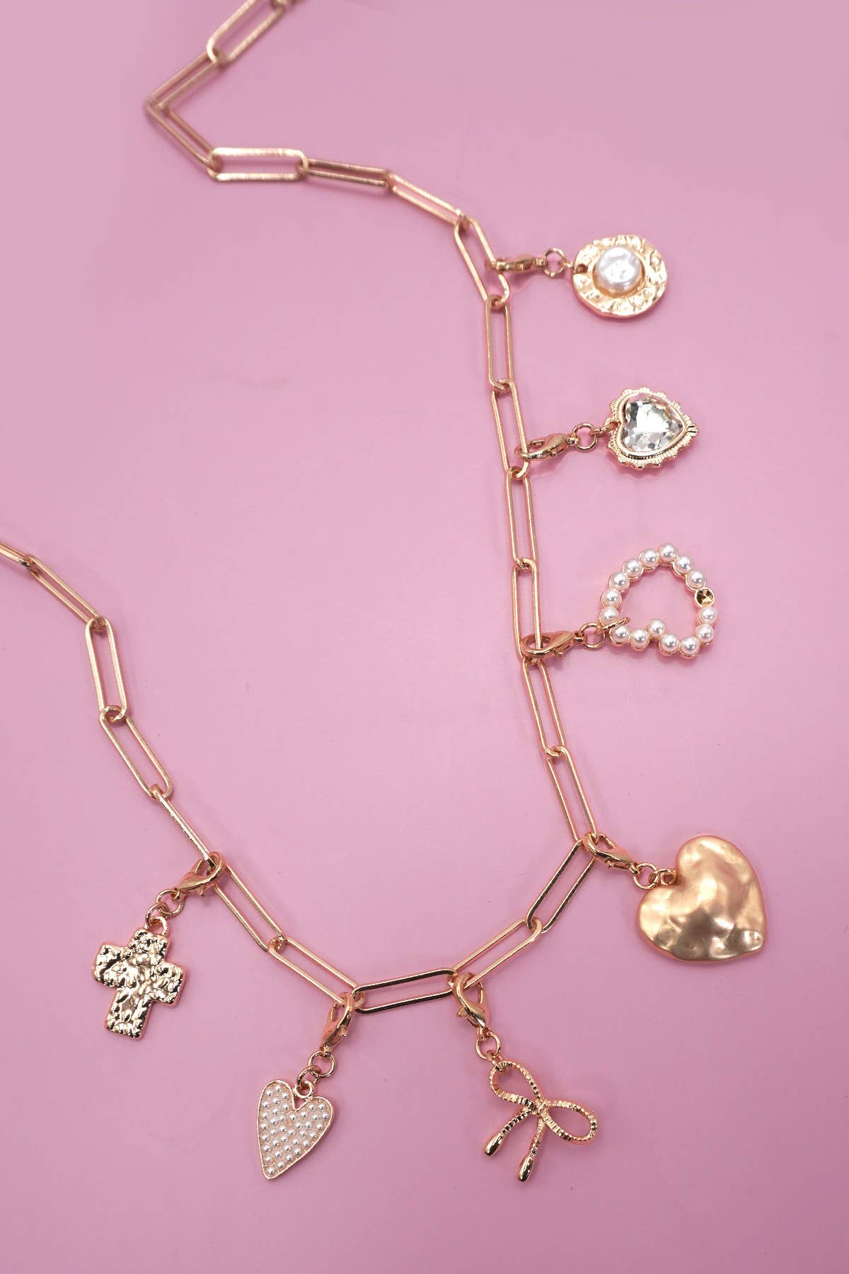 Bow Heart Charm Necklace