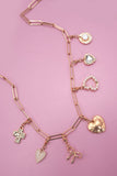 Bow Heart Charm Necklace