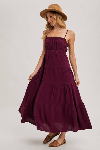 Ruffle Trim Tiered Maxi Sundress