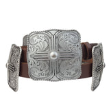 Genuine Leather w. Western Buckle-Size Zia Concho Belt