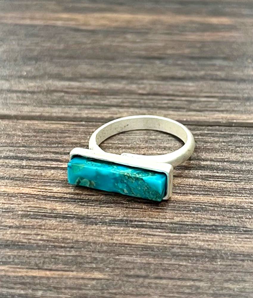 18mm Side Bar Gemstone Adjustable Ring
