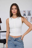Sleeveless Button Down Knit Top