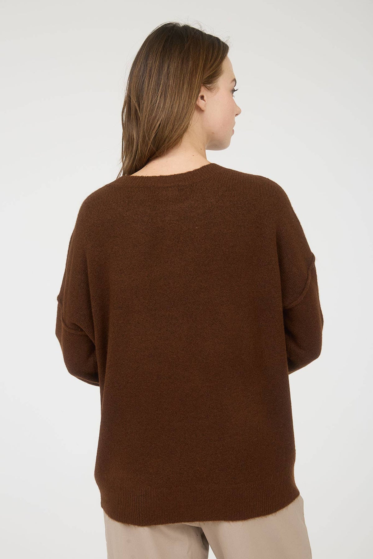 Plus Solid Crewneck Front Seam Sweater