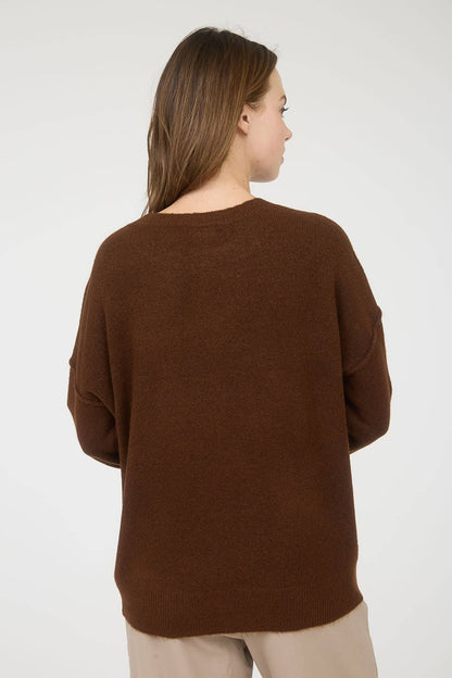 Plus Solid Crewneck Front Seam Sweater