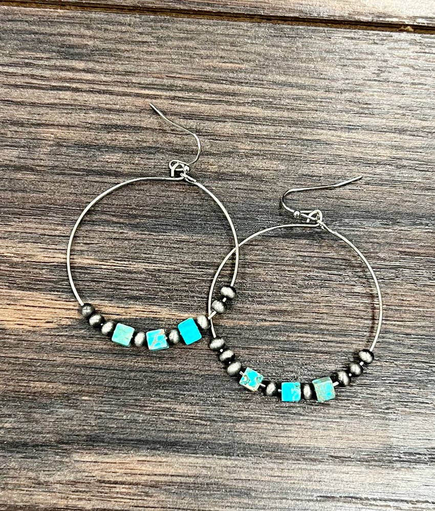 1.75" Western Square Gemstone Hoop Earrings