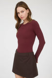 Round Neck Long Sleeve Sweater Bodysuit