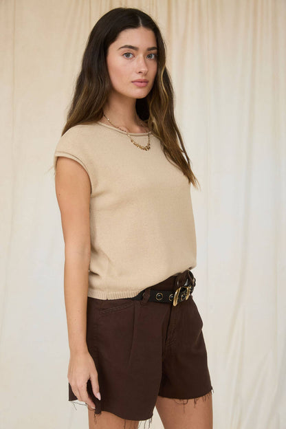 Raw Edge Drop Shoulder Solid Knit