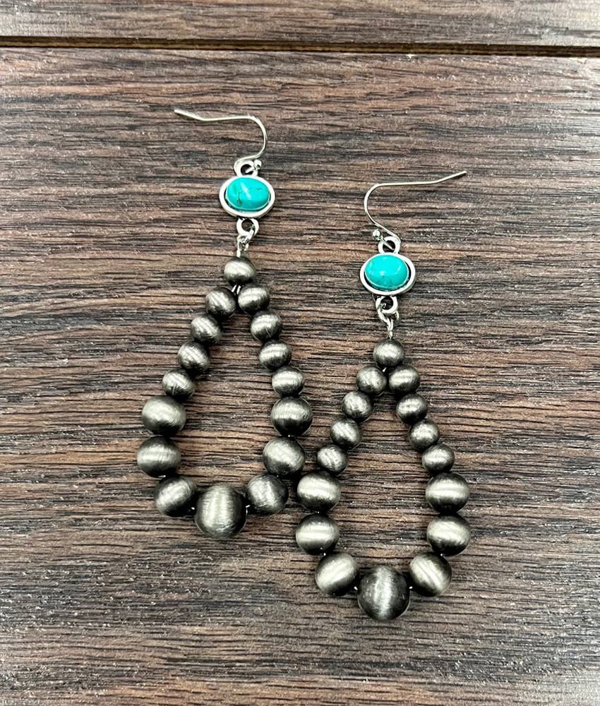 3" Western Bead, Turquoise Earrings