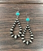 3" Western Bead, Turquoise Earrings