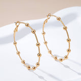 Classic Gold Ball Beaded Station Hoop Earrings