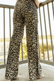 Leopard Thigh Cut Out Straight Trouser Jeans Inseam 32"