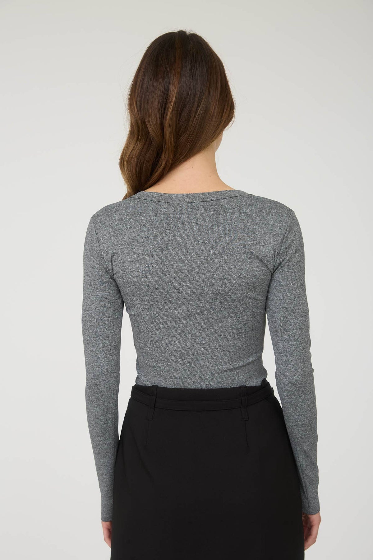 Ribbed Long Sleeve Henley Knit Top