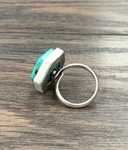 Hexa Turquoise Adjustable Ring