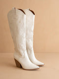 The Astrid White | Knee High Cowboy Western Boot