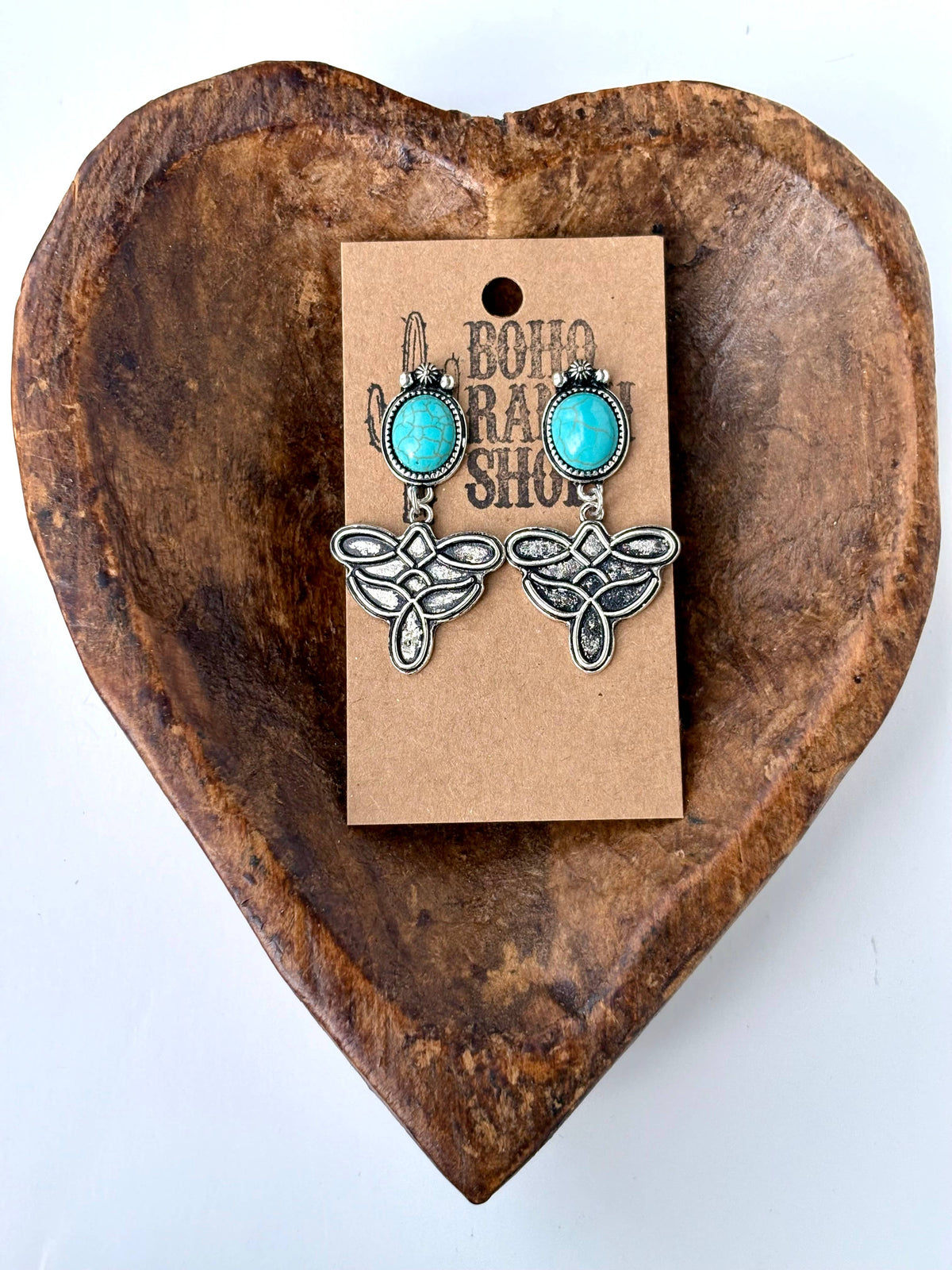 Western Oval Stone Concho Boot Stitch Post Drop Earrings