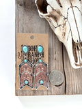 Western Style Turquoise Stone Chevron Dangle Earrings