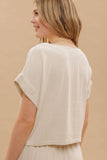 Linen Short Sleeve Boxy Top