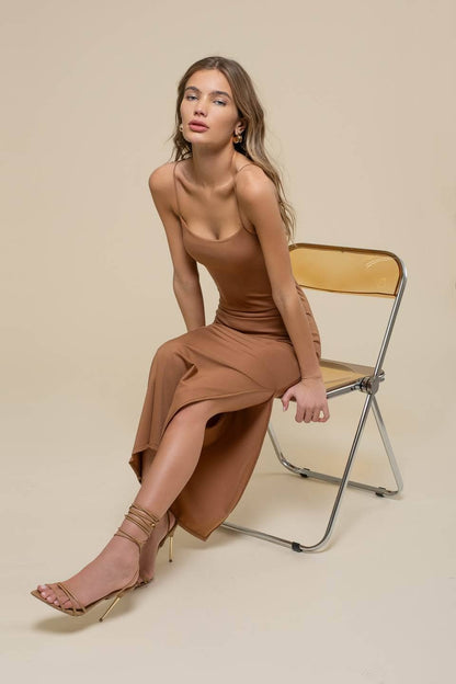 Bodycon Side Slit Cami Midi Dress